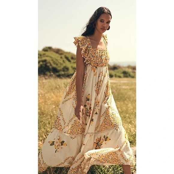 FARM Rio Dresses & Skirts - NEW Farm Rio Off White Cashew Crossed Back Dress Mix Print Sz: Large $275